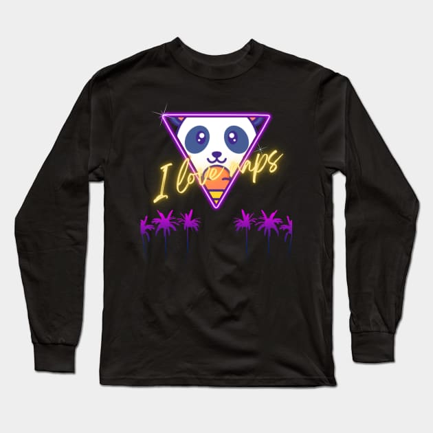 Cute Panda Cyberpunk - I Love Naps - Kawaii Panda #11 Long Sleeve T-Shirt by Suga Collection